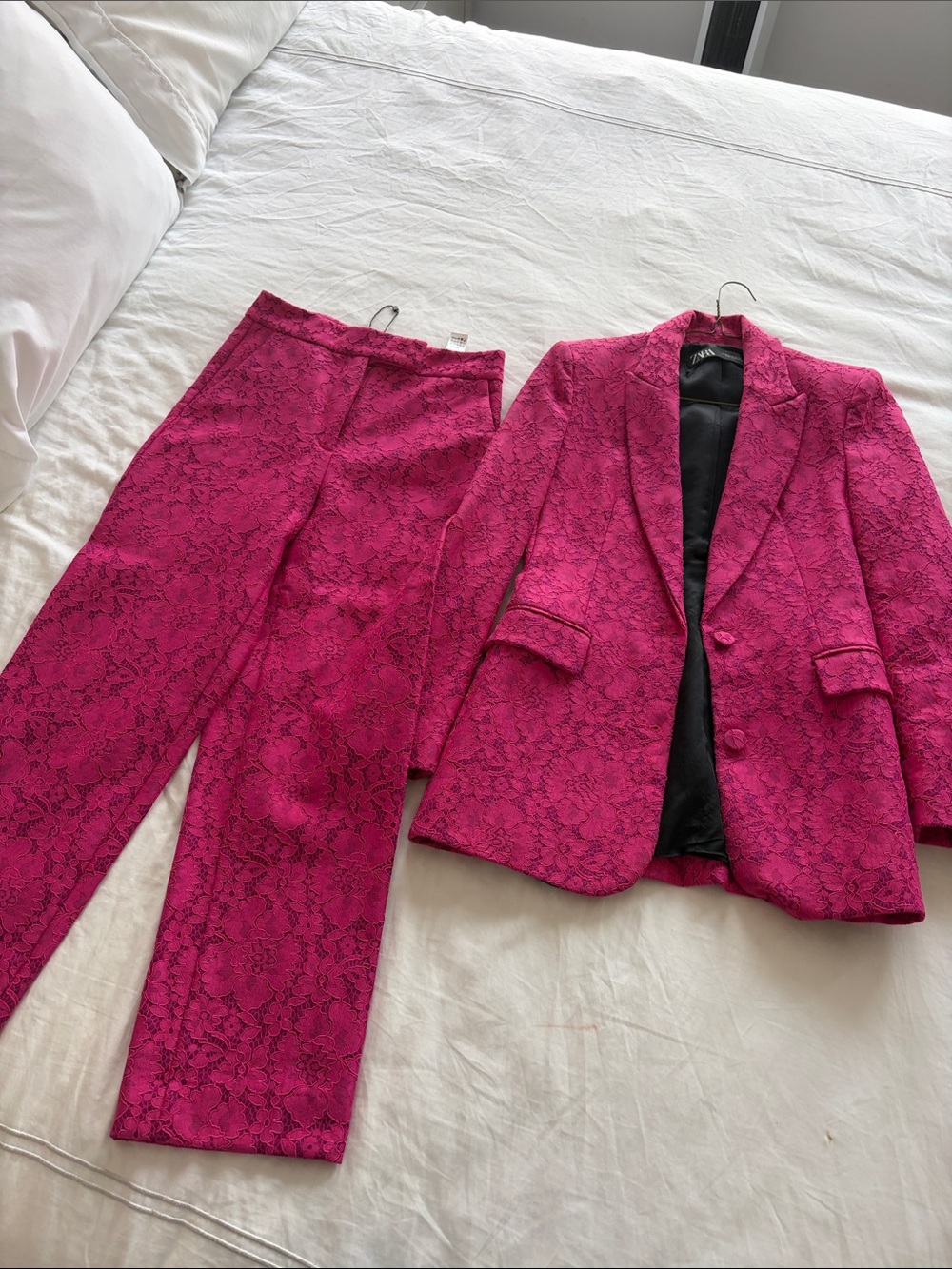 Zara Fuchsia Lace Blazer with Black Lining